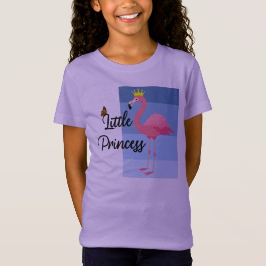T-Shirt Petite princesse Flamant rose rose - Fille's Fine (Devant)