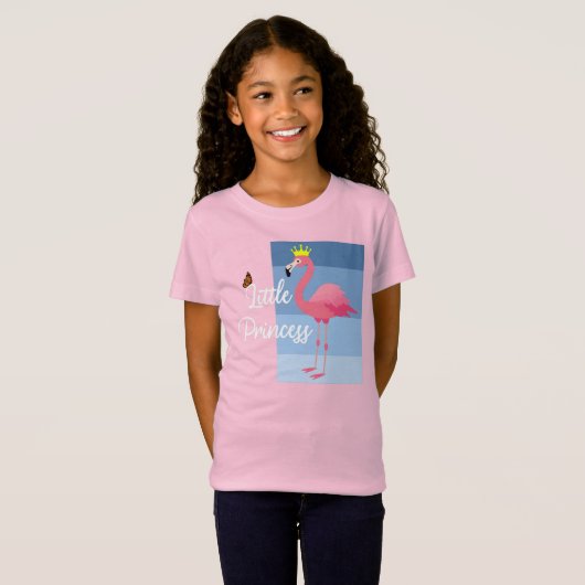 T-Shirt Petite princesse Flamant rose rose - Fille's Fine (Devant entier)
