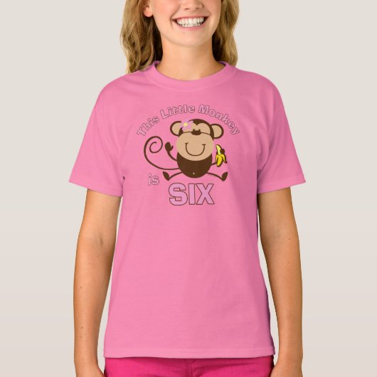 T-shirt Petite singe 6e fille anniversaire (Devant)