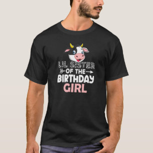 T-shirt Petite Sœur De La Fille D'anniversaire Vaches Ferm