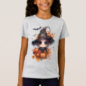T-Shirt Petite sorcière Halloween Girls Fine Jersey T-shir (Devant)