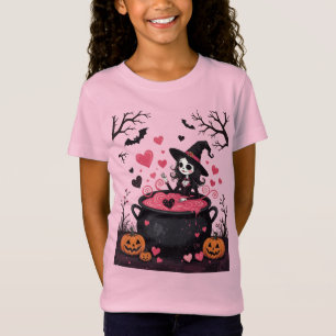 T-Shirt Petite Sorcière Joyeuse Et Un Chaudron Bouillonnan