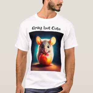 T-shirt Petite souris mignonne avec pomme brillant art cui