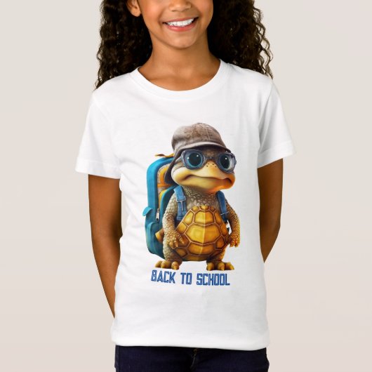 T-Shirt Petite Tortue Aventurée avec sac à dos, (Devant)
