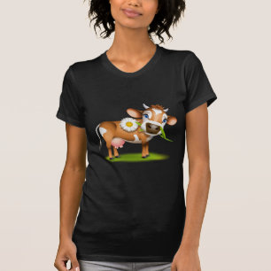 T-shirt Petite vache du Jersey mangeant la marguerite