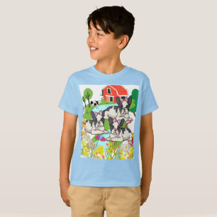 T-shirt Petites Chiots Pitbulles Noir Et Blanc Houston