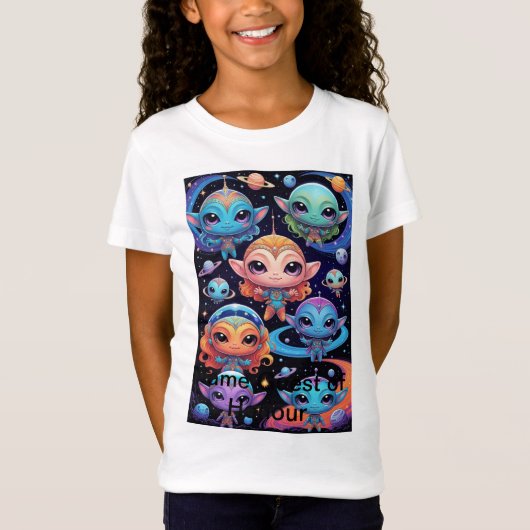 T-Shirt Petits Aliens multicolores dans l'espace (Devant)