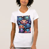 T-shirt Petits Aliens multicolores dans l'espace (Devant)