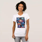 T-shirt Petits Aliens multicolores dans l'espace (Devant entier)