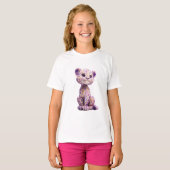 T-shirt Petits Cubes Léopard Tourbillon Violet Fantaisiste (Devant entier)