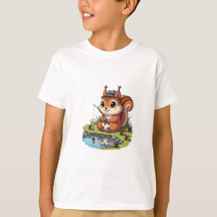 T-shirt Petits enfants écureuils pêcheurs
