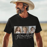 T-shirt Petits-enfants font la vie Grand 3 Collage photo<br><div class="desc">Un cadeau attentionné pour les grands-parents, ce design personnalisé de T-shirts comporte un 3 modèle photo à personnaliser avec des photos des petits-enfants. Une combinaison d'écriture manuscrite moderne combinée à une police sans serif moderne épelle "petits-enfants rendent la vie grandiose !" Créez des souvenirs durables avec ce tee-shirt personnalisé qui...</div>