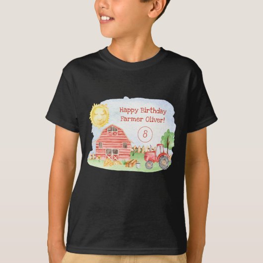 T-shirt Petits Enfants Joyeux Anniversaire Farmer Boy (Devant)