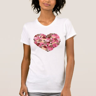 T-shirt Petits gâteaux d'amour du rose I et coeur de
