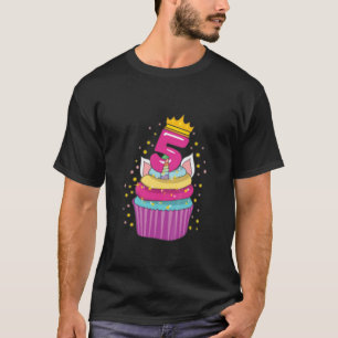 T-SHIRT PETITS GOLD COLORE CUPCAK PINK 5TH BIRTHDA