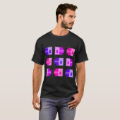 T-shirt Petits poissons pixélisés, rose violet indigo (Devant entier)