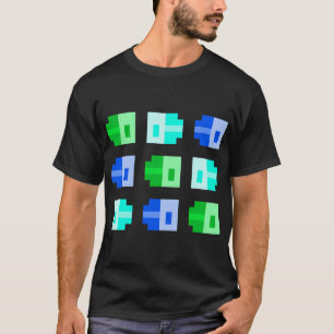 T-shirt Petits poissons pixélisés, vert cyan bleu