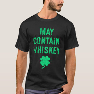 T-shirt Peut Contenir Whiskey Distressed Irish Clover Men