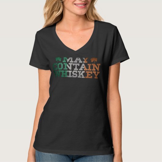 T-shirt Peut contenir Whiskey Irish Flag St Patrick (Devant)