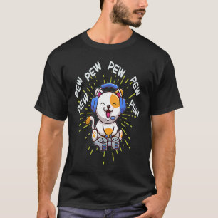 T-shirt Pew Pew Jeu Chat Vidéo Jeu console Jeu Gamme
