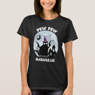 T-shirt Pew Pew Madafakas Black Cat Halloween 2021