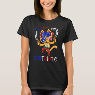 T-shirt Pew Pew Pawtriotic Chat 4 juillet Humour Tee