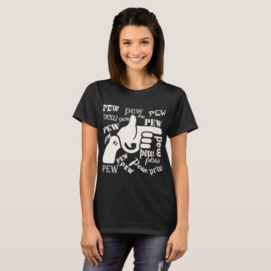 T-shirt Pew Pew Pew Pew Pew Gun Pew Finger Gun #USAPatriot (Devant entier)