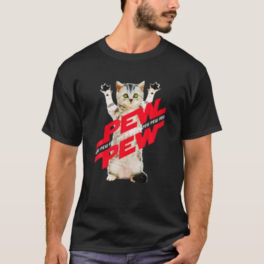 T-shirt Pew Pew Sci Wi Chat Gamer Noise Pour Hommes Femmes (Devant)