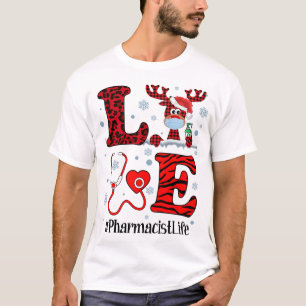 T-shirt Ph Love Reindeer Pharmacien Christmas Red Plaid Le