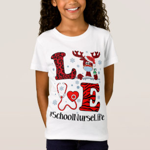 T-Shirt Ph Love Reindeer School Nurse Christmas Red Plaid
