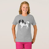 T-shirt Phalène Chien En Noir Et Blanc Tirage Couleur De M (Devant entier)