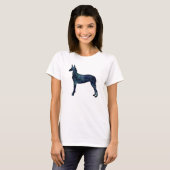 T-shirt Pharaon Hound Noir Aquarelle Silhouette (Devant entier)