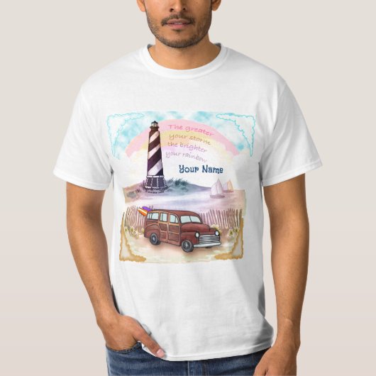 T-shirt Phare Arc-en-ciel Orageux (Devant)