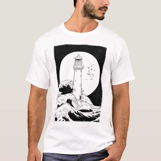 T-shirt Phare de Bell Rock pleine lune (Devant)
