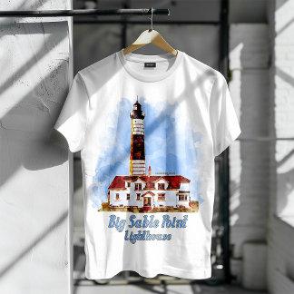 T-shirt Phare de Big Sable Point, aquarelle - Michigan