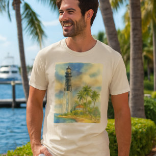 T-shirt Phare de Hillsboro Inlet Watercolor Floride  