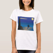 T-shirt Phare et voilier à Night Moonlit Ocean (Devant)