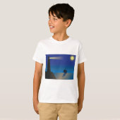 T-shirt Phare et voilier à Night Moonlit Ocean (Devant entier)