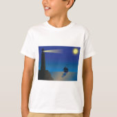 T-shirt Phare et voilier à Night Moonlit Ocean (Devant)