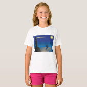 T-shirt Phare et voilier à Night Moonlit Ocean (Devant entier)