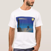 T-shirt Phare et voilier à Night Moonlit Ocean (Devant)