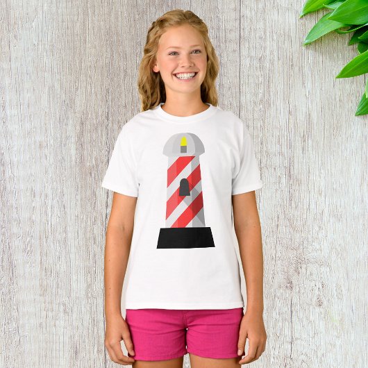 T-shirt Phare rayé rouge et blanc