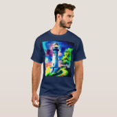 T-shirt Phare sous un ciel étoilé (Devant entier)