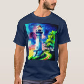 T-shirt Phare sous un ciel étoilé (Devant)