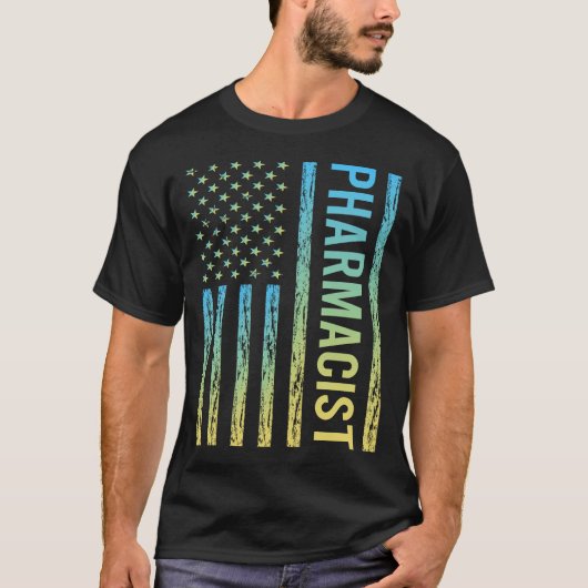 T-shirt Pharmacien Bleu Jaune (Devant)