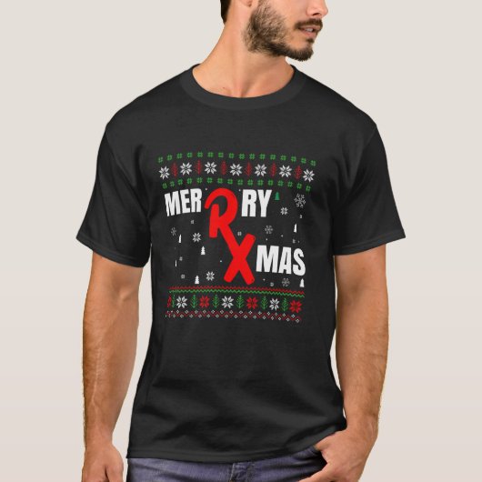 T-shirt Pharmacien Ugly Xmas Pharmacist Joyeux Noël (Devant)