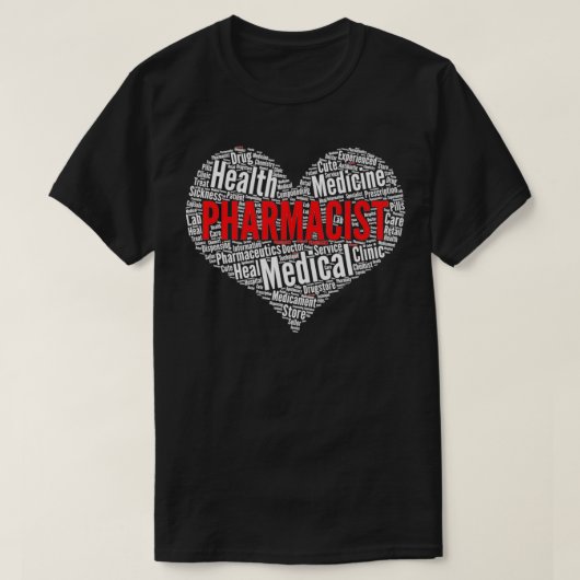 T-shirt Pharmacist Heart Pharmacy Word Cloud graphic (Design devant)