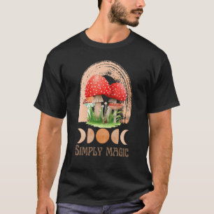 T-shirt Phase de lune de champignon arc-en-ciel Boho tout
