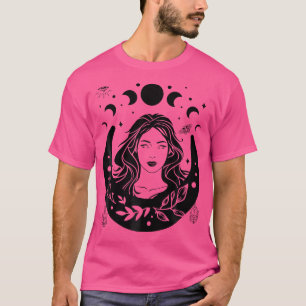 T-shirt Phases Céleste De Lune Et Fille Mystique Boho Wicc