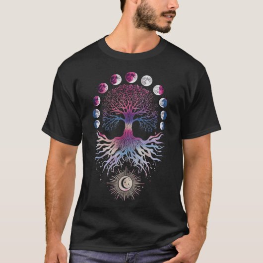 T-shirt Phases de lune Arbre de vie (Devant)